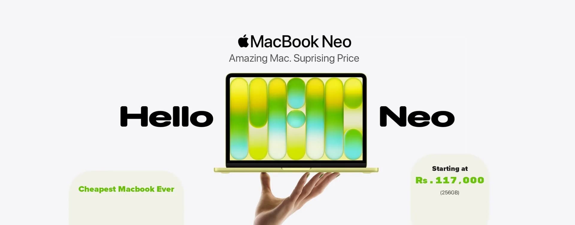 The NanoStore MacBook Neo campaign display